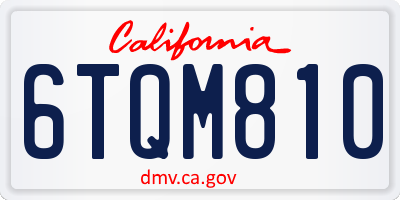 CA license plate 6TQM810