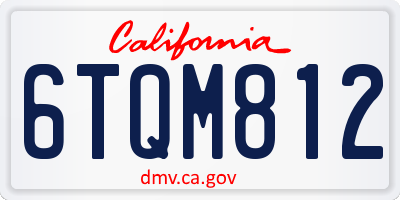 CA license plate 6TQM812