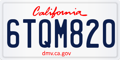 CA license plate 6TQM820