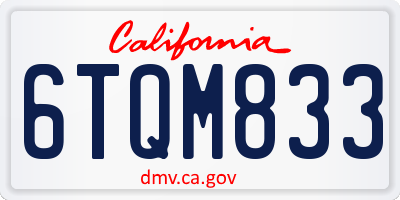 CA license plate 6TQM833