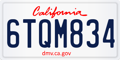 CA license plate 6TQM834