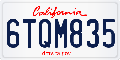 CA license plate 6TQM835