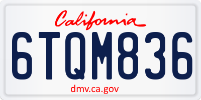 CA license plate 6TQM836