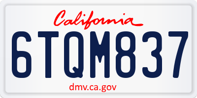 CA license plate 6TQM837