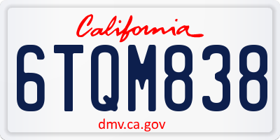 CA license plate 6TQM838
