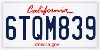 CA license plate 6TQM839