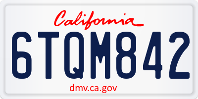 CA license plate 6TQM842