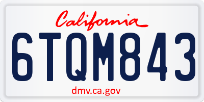 CA license plate 6TQM843