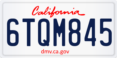 CA license plate 6TQM845