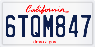 CA license plate 6TQM847