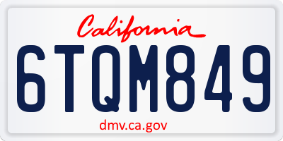 CA license plate 6TQM849