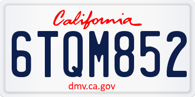 CA license plate 6TQM852