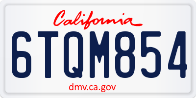 CA license plate 6TQM854