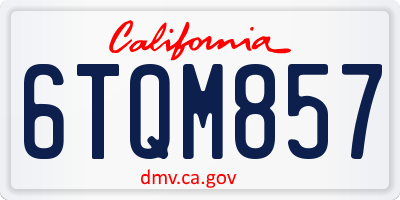 CA license plate 6TQM857