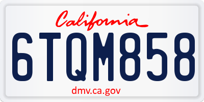 CA license plate 6TQM858