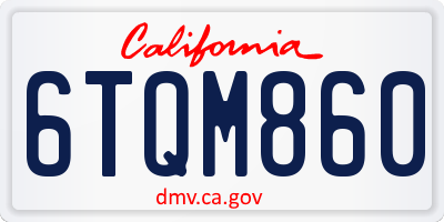 CA license plate 6TQM860
