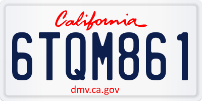 CA license plate 6TQM861