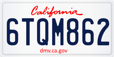 CA license plate 6TQM862