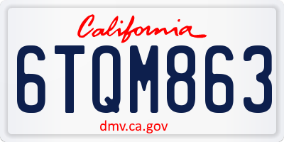 CA license plate 6TQM863