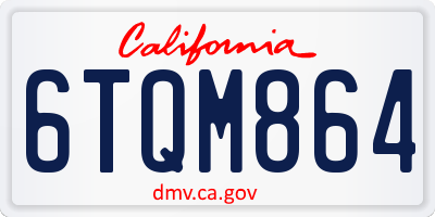 CA license plate 6TQM864