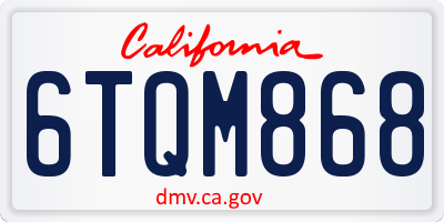 CA license plate 6TQM868