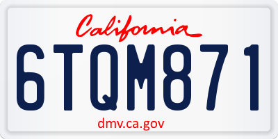 CA license plate 6TQM871