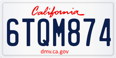 CA license plate 6TQM874