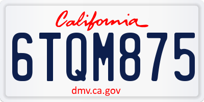 CA license plate 6TQM875