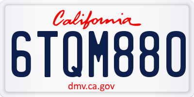 CA license plate 6TQM880