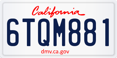 CA license plate 6TQM881