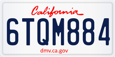 CA license plate 6TQM884