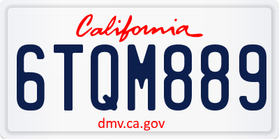 CA license plate 6TQM889