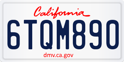 CA license plate 6TQM890