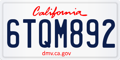 CA license plate 6TQM892