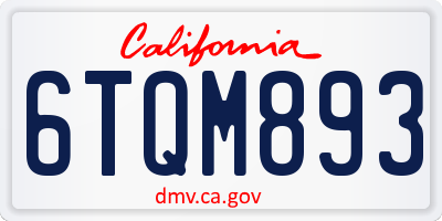 CA license plate 6TQM893