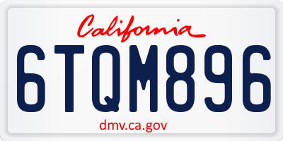 CA license plate 6TQM896
