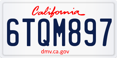 CA license plate 6TQM897