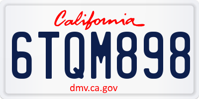 CA license plate 6TQM898