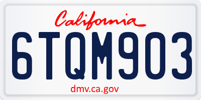 CA license plate 6TQM903