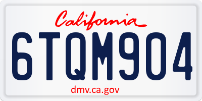 CA license plate 6TQM904