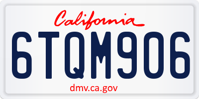 CA license plate 6TQM906