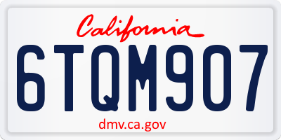 CA license plate 6TQM907