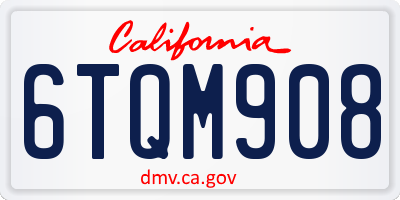 CA license plate 6TQM908