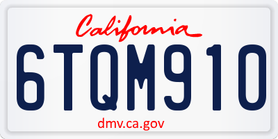 CA license plate 6TQM910