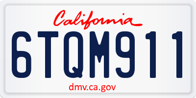 CA license plate 6TQM911