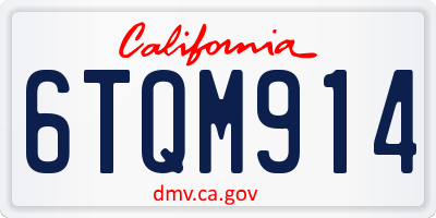 CA license plate 6TQM914