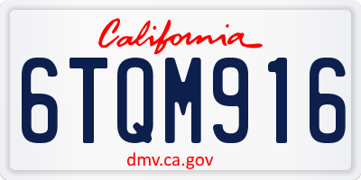 CA license plate 6TQM916