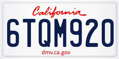 CA license plate 6TQM920