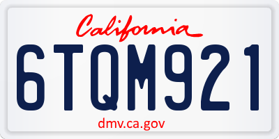 CA license plate 6TQM921