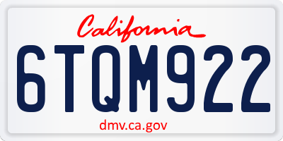 CA license plate 6TQM922